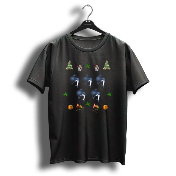 Christmas Pyjama Cute Dolphins Party Snowman Trees And Gifts T Shirt 1 t shirt 1