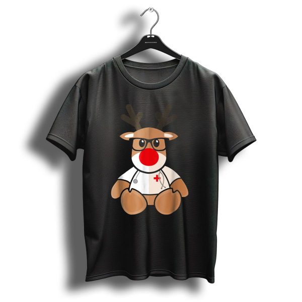 Christmas Reindeer Nurse With Glasses And Stethoscope T Shirt 1 t shirt 1