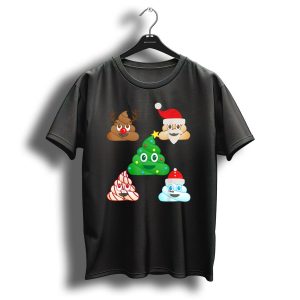Christmas Reindeer Snowman Tree Santa Poop Emoji Emoticon T Shirt