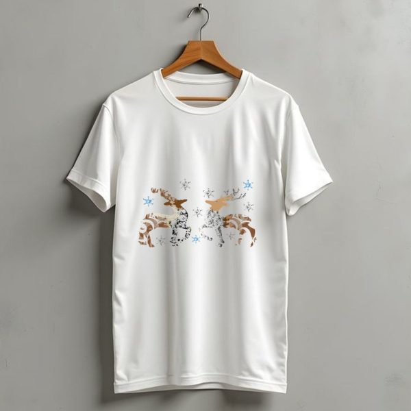 Christmas Reindeer Stone Snowflakes Brown And Silver T Shirt 1 t shirt 1