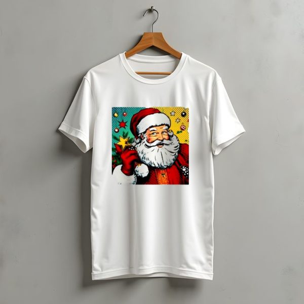 Christmas Retro Santa Claus Holding Star And Ornaments T Shirt t shirt 1 1