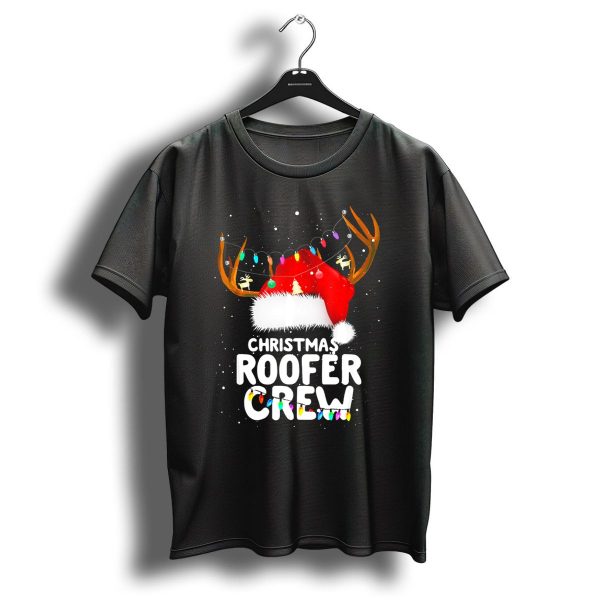 Christmas Roofer Crew Santa Hat Reindeer Lights T Shirt 1 t shirt 1