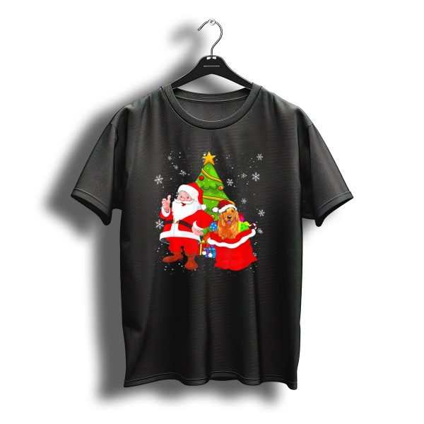 Christmas Santa Claus Golden Retriever Tree And Presents T Shirt t shirt 1
