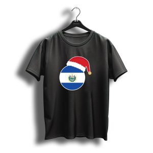 Christmas Santa Claus Hat On El Salvador Flag T-Shirt