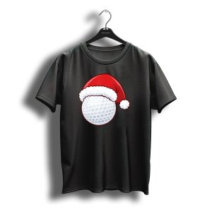 Christmas Santa Claus Hat On Golf Ball T-Shirt