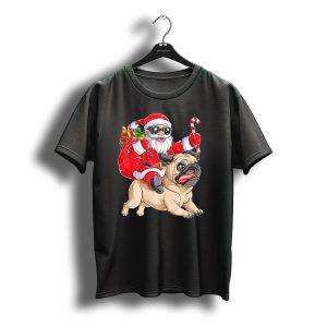 Christmas Santa Claus Riding Pug Xmas Bo Holiday Festive T-Shirt
