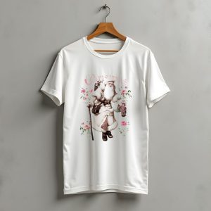 Christmas Santa Claus Victorian Roses T-Shirt