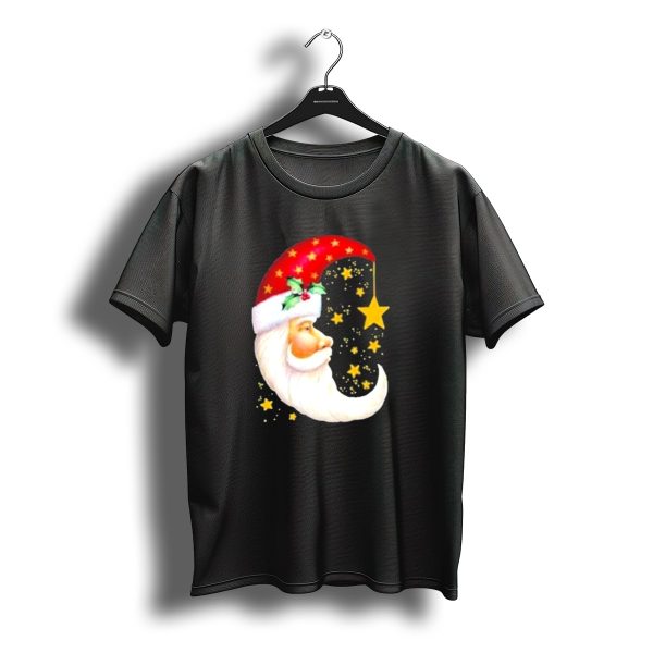Christmas Santa Crescent Moon Starry Hat Print Crew Neck T Shirt t shirt 1