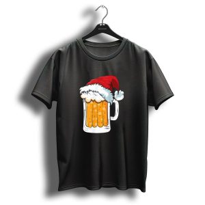 Christmas Santa Hat Beer Mug Men T Shirt