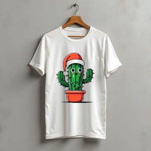 Christmas Santa Hat Cactus Festive T-Shirt
