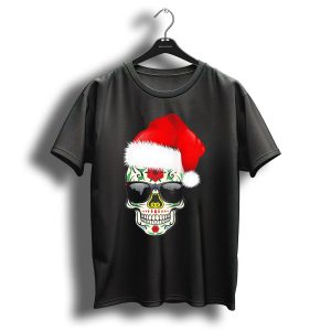 Christmas Santa Hat Day Of The Dead Sugar Skull Suga T Shirt