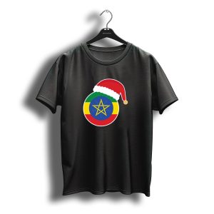 Christmas Santa Hat Ethiopia Flag Star T-Shirt