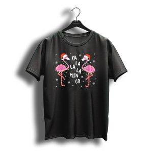 Christmas Santa Hat Flamingos Fa La La La Mingo T-Shirt