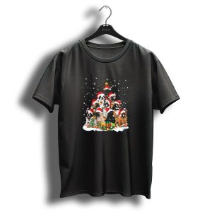 Christmas Santa Hat French Bulldog Holiday Tree T Shirt