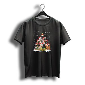 Christmas Santa Hat French Bulldog Holiday Tree T-Shirt