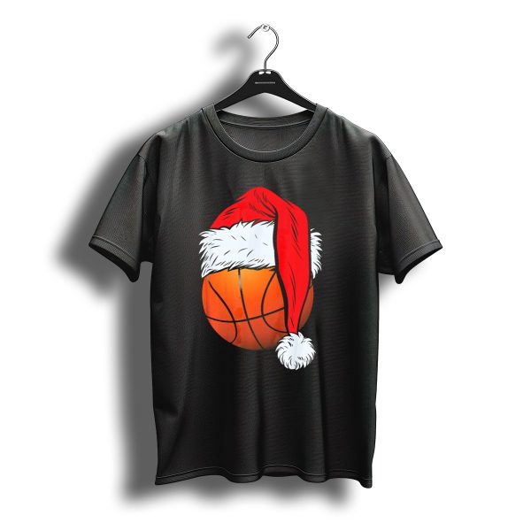 Christmas Santa Hat On Basketball Ball T Shirt t shirt 1