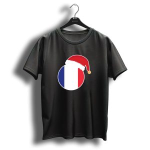 Christmas Santa Hat On France Flag T Shirt