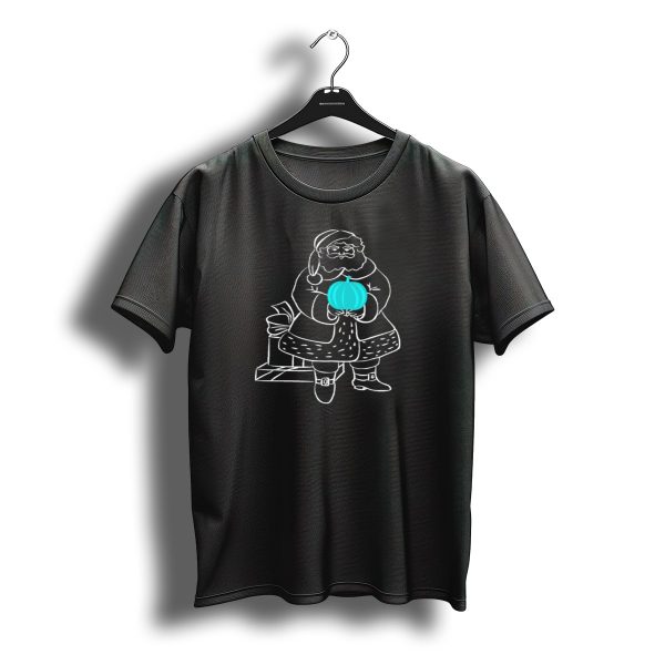 Christmas Santa Holding Teal Pumpkin For Food Allergy Awareness T Shirt t shirt 1