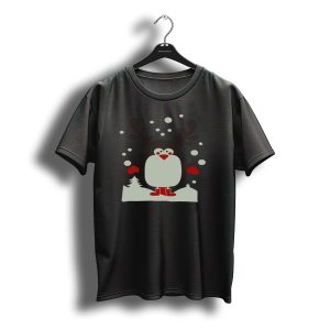 Christmas Santa Reindeer Penguin Winter Scene T-Shirt