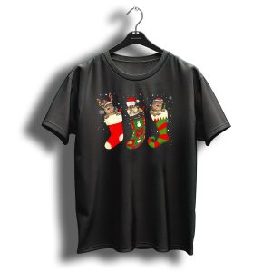 Christmas Santa Squirrel In Festive Holiday Stockings T Shirt