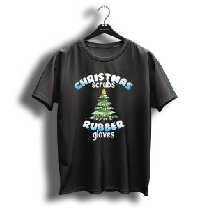 Christmas Scrubs Rubber Gloves Holiday Tree T-Shirt