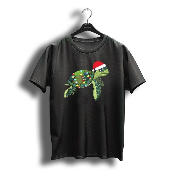 Christmas Sea Turtle Santa Hat Holiday Lights T Shirt t shirt 1