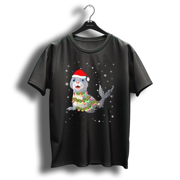 Christmas Seal Santa Hat Lights Matching Family Fun T Shirt 1 t shirt 1