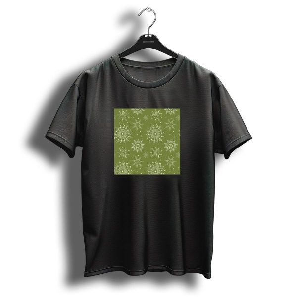 Christmas Seamless Pattern Simple Green White Mandalas Snowflakes T Shirt 1 t shirt 1