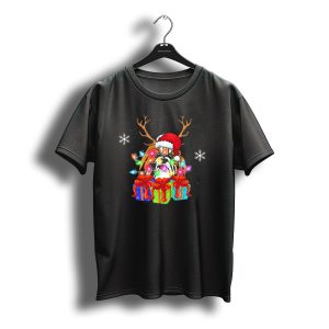 Christmas Shih Tzu With Santa Hat Reindeer Antlers And Presents T-Shirt
