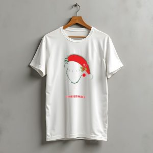 Christmas Skull With Santa Hat And Candy Canes T-Shirt