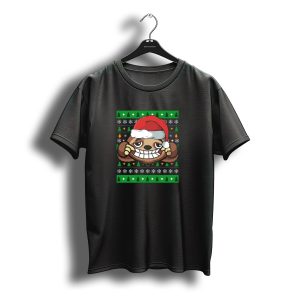 Christmas Sloth Ugly Sweater Santa Hat Holiday T-Shirt