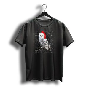 Christmas Snow Owl Santa Hat Winter Scene T-Shirt