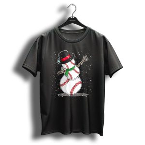 Christmas Snowman Dab Party Baseball T-Shirt