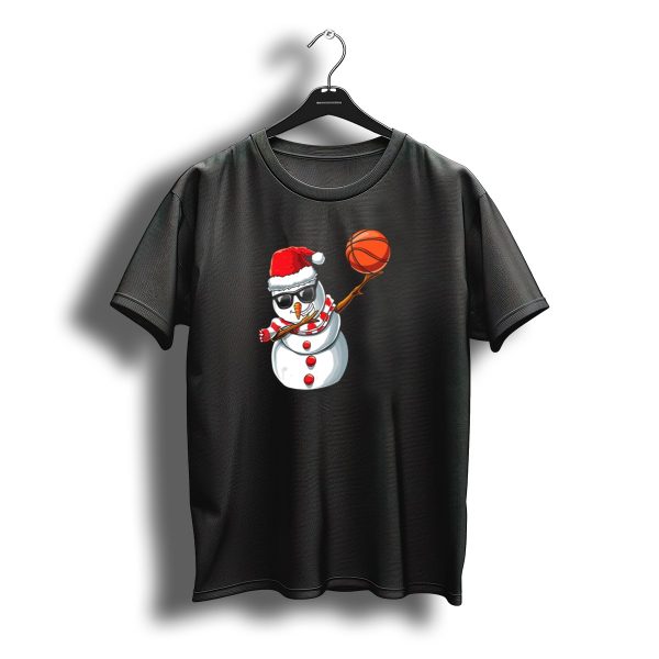 Christmas Snowman Dabbing Basketball Santa Scarf Glasses T Shirt t shirt 1