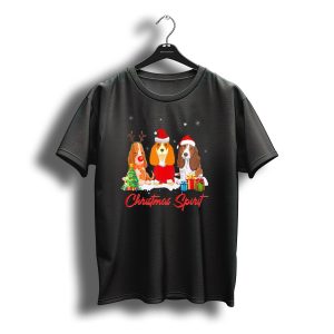 Christmas Spirit Basset Hound Reindeer Santa Presents T-Shirt