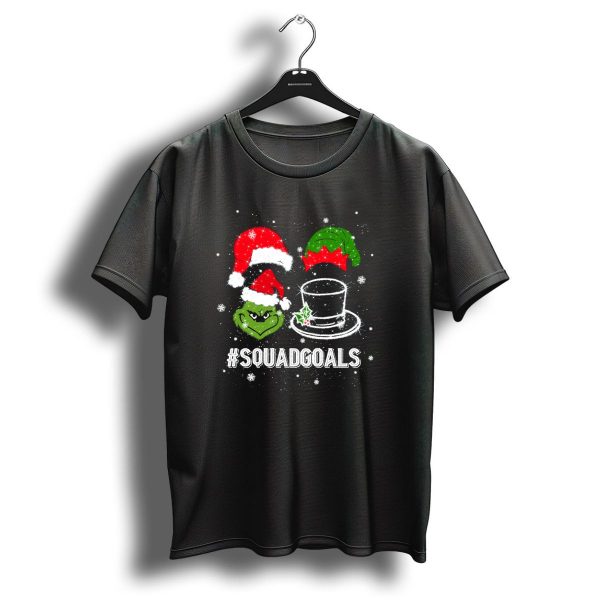 Christmas Squadgoals Grinch Santa Elf Top Hat Snowflakes T Shirt 1 t shirt 1