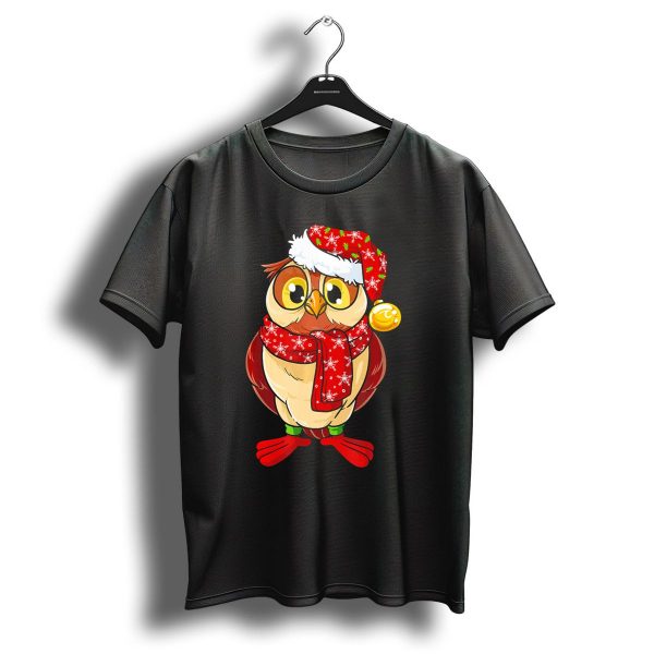 Christmas Tawny Owl Owlet In Santa Hat And Scarf T Shirt 1 t shirt 1