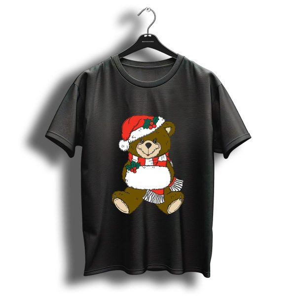 Christmas Teddy Bear Santa Hat Scarf T Shirt 1 t shirt 1