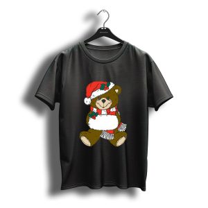 Christmas Teddy Bear Santa Hat Scarf T-Shirt