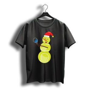 Christmas Tennis Ball Snowman With Santa Hat T-Shirt