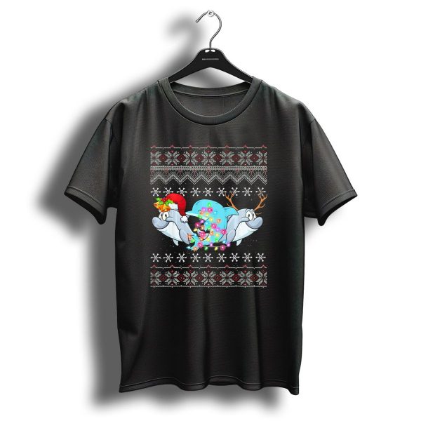 Christmas Three Dolphin Cute Love Snowflake T Shirt 1 t shirt 1