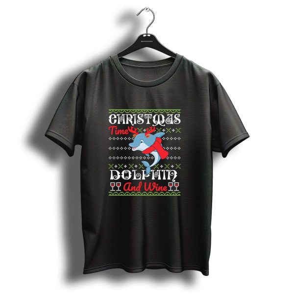 Christmas Time Dolphin And Wine Holiday T Shirt 1 t shirt 1