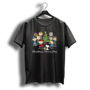 Christmas Time Is Here Peanuts Characters With Tree T Shirt