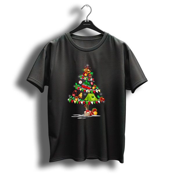 Christmas Tree Camping Funny Holiday Lights Ornaments Camper Tent T Shirt 1 t shirt 1