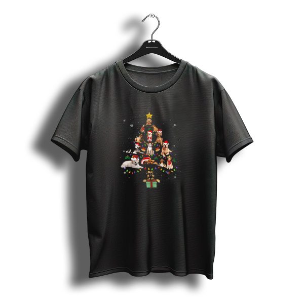 Christmas Tree Dogs Santa Hats Star Holiday Lights T Shirt t shirt 1