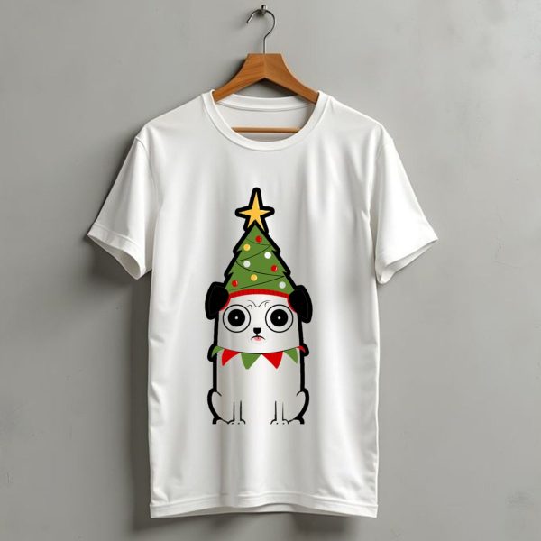 Christmas Tree Hat Pug With Lights And Star T Shirt 1 t shirt 1