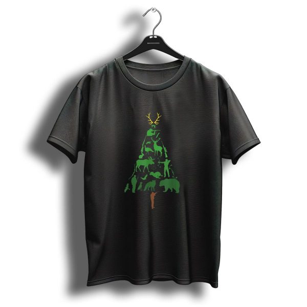 Christmas Tree Hunter Hunting Xmas Deer Elk Moose Bear Antlers Silhouette 279 T Shirt 1 t shirt 1
