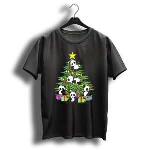 Christmas Tree Lights Kawaii Panda Holiday Party T-Shirt