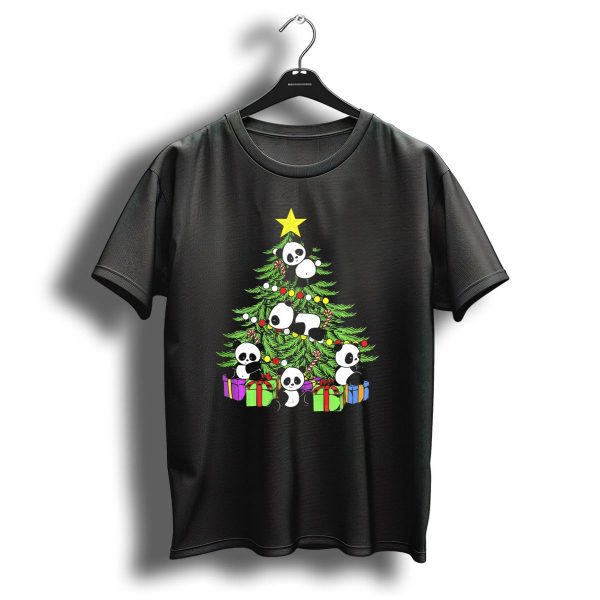 Christmas Tree Lights Kawaii Panda Holiday Party T Shirt 1 t shirt 1