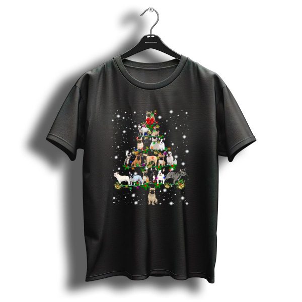 Christmas Tree Made Of Funny French Bulldogs With Festive Decorations T Shirt 1 t shirt 1